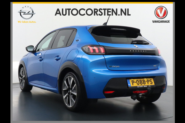 Peugeot e-208 EV GT 50kWh SOH 90% Panorama-dak Trekhaak Apple Carplay 360°CameraAndroid Navi Ecc Cruise Control DAB Pdc Stoelverwarming Sportstoelen Led Lmv 17" Privacy Glas Bluetooth Led Connected Apps