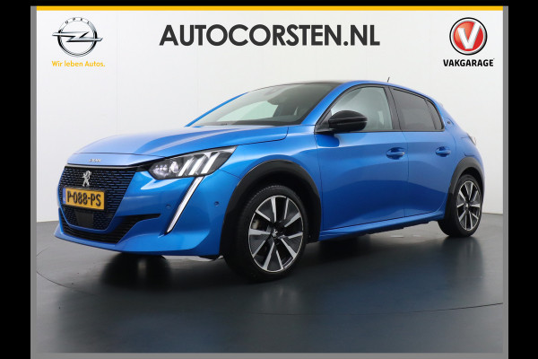 Peugeot e-208 EV GT 50kWh SOH 90% Panorama-dak Trekhaak Apple Carplay 360°CameraAndroid Navi Ecc Cruise Control DAB Pdc Stoelverwarming Sportstoelen Led Lmv 17" Privacy Glas Bluetooth Led Connected Apps