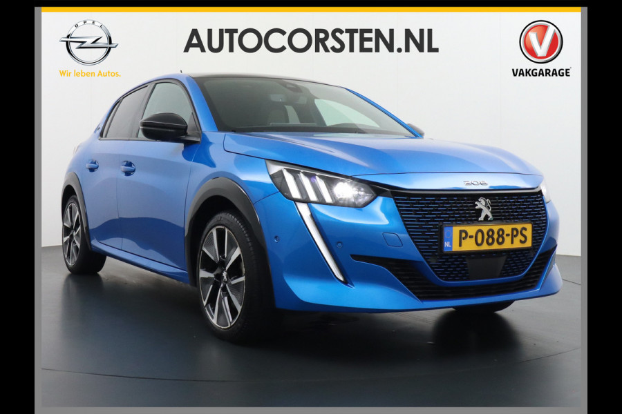 Peugeot e-208 EV GT 50kWh SOH 90% Panorama-dak Trekhaak Apple Carplay 360°CameraAndroid Navi Ecc Cruise Control DAB Pdc Stoelverwarming Sportstoelen Led Lmv 17" Privacy Glas Bluetooth Led Connected Apps