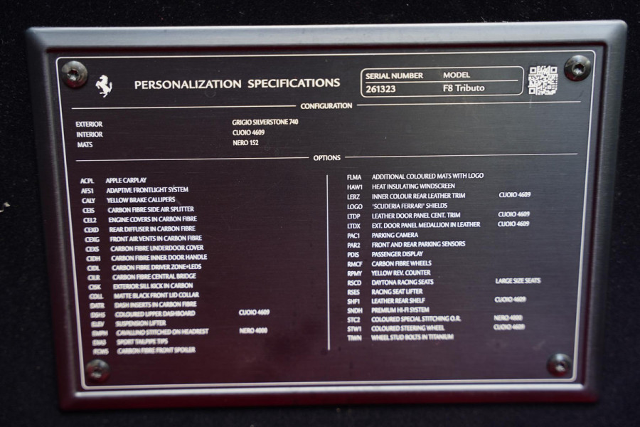 Ferrari F8 Tributo 3.9 V8 HELE Carbon Passanger Display Lifting