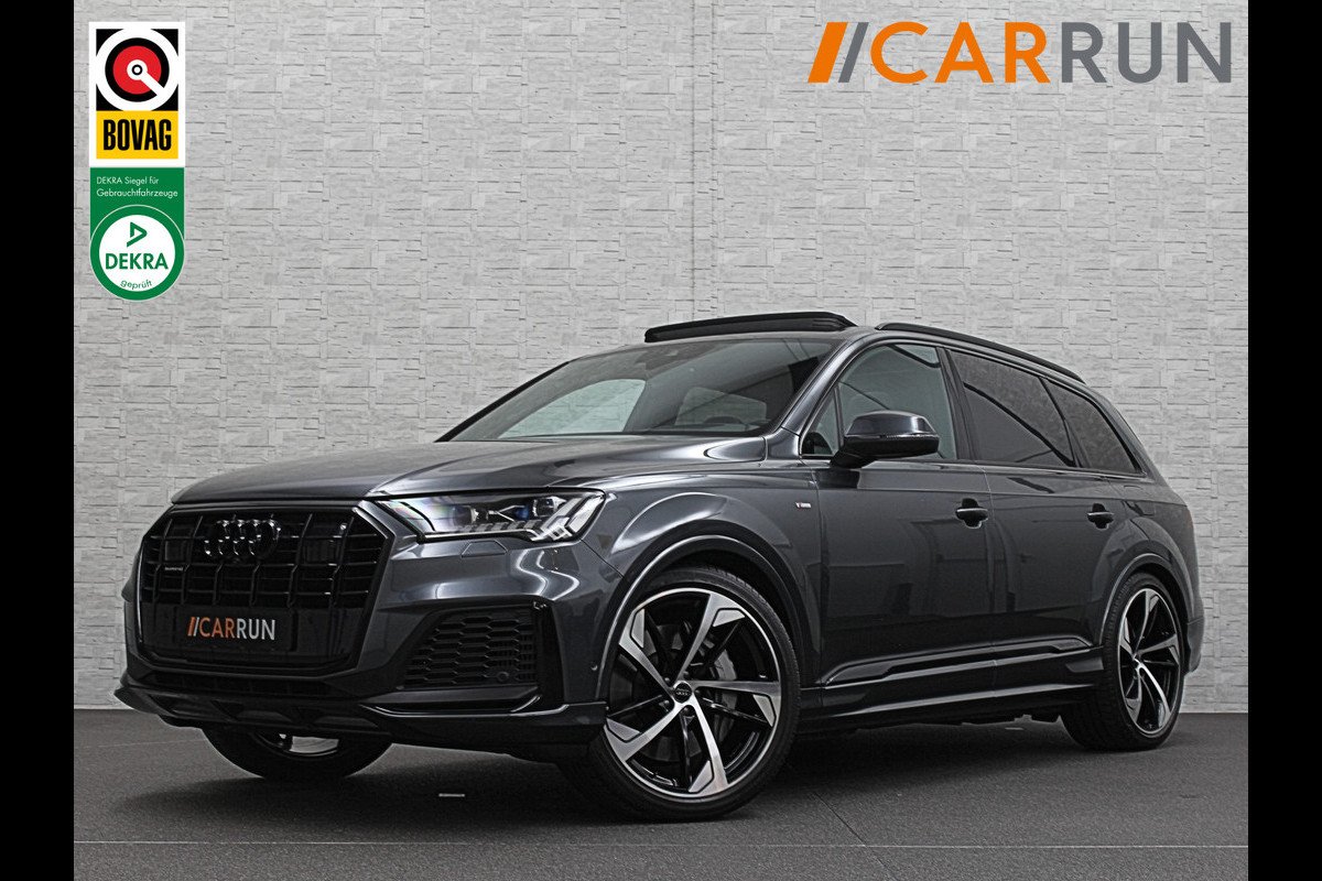 Audi Q7 TFSI e 381PK S-Line | 360 Camera | RS-Leder | Laser-LED | BTW | ACC | Head-Up | Panorama | Keyless-Entry | Luchtvering | Memory | Lane & Side assist | Sportstoelen | Black optic | Bovag Garantie.