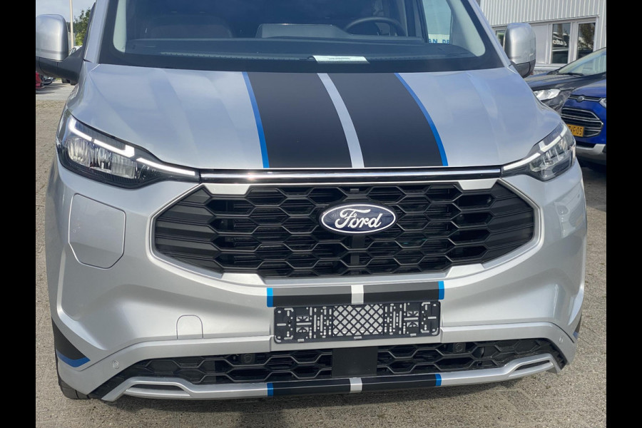 Ford Transit Custom 320 2.5 PHEV L2H1 Sport DC Zuid | 0,99% Renteactie | 233pk | Dubbele Cabine | Dubbele zijschuifdeur | Inklapbare trekhaak | 19 inch lichtmetalen Sport velgen (mat zwart) | Verwarmbaar stuurwiel | Navigatie systeem