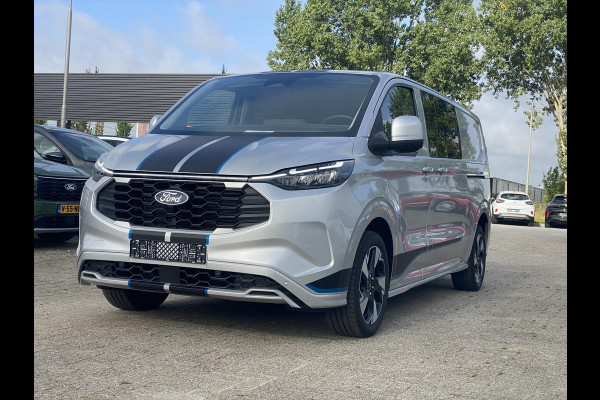 Ford Transit Custom 320 2.5 PHEV L2H1 Sport DC Zuid | 0,99% Renteactie | 233pk | Dubbele Cabine | Dubbele zijschuifdeur | Inklapbare trekhaak | 19 inch lichtmetalen Sport velgen (mat zwart) | Verwarmbaar stuurwiel | Navigatie systeem
