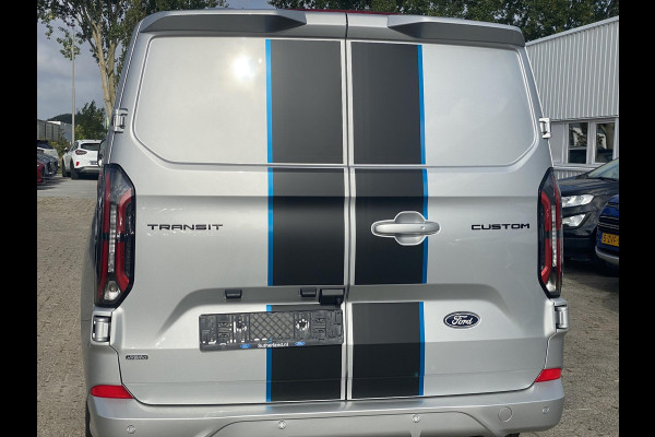 Ford Transit Custom 320 2.5 PHEV L2H1 Sport DC Zuid | 0,99% Renteactie | 233pk | Dubbele Cabine | Dubbele zijschuifdeur | Inklapbare trekhaak | 19 inch lichtmetalen Sport velgen (mat zwart) | Verwarmbaar stuurwiel | Navigatie systeem