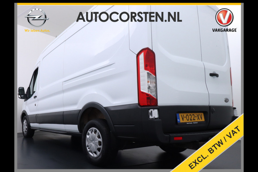 Ford Transit 350 2.0TDCI 170PK Automaat L3H2 3-Persoons Apple Carplay Android Auto Airco Navi Camera Pdc Cruise Control Aut.Verlichting Voorr Schuifdeur Wand-Vloerbekleding Trekhaak Voorbereiding 1e Eigenaar Euro 6 1.900KG Trekgewicht