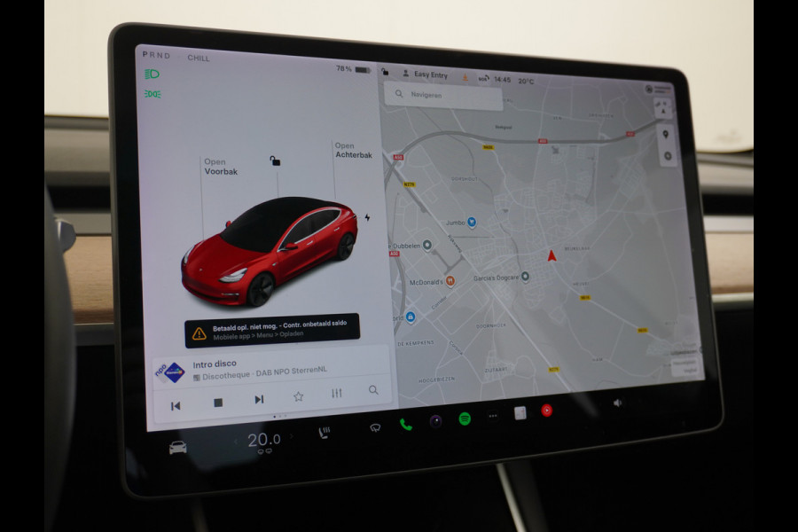 Tesla Model 3 Long Range AWD 75kWh 463PK **Trekhaak**  SOH 89% Lmv FSD-3 Computer Premium Audio AutoPilot Panoramadak Camera's Leer Adaptive-C 4WD Stoel en achterbank verwarming Elektr.Stoelen+Memory+Easy-Entry WiFi 1e Eigenaar Origineel Nederlandse Auto Garantie op Accu/Motor tot 29-06-2028/192.000km