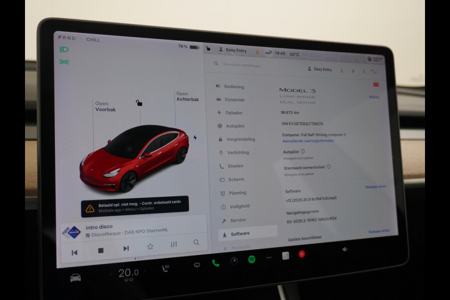 Tesla Model 3 Long Range AWD 75kWh 463PK **Trekhaak**  SOH 89% Lmv FSD-3 Computer Premium Audio AutoPilot Panoramadak Camera's Leer Adaptive-C 4WD Stoel en achterbank verwarming Elektr.Stoelen+Memory+Easy-Entry WiFi 1e Eigenaar Origineel Nederlandse Auto Garantie op Accu/Motor tot 29-06-2028/192.000km