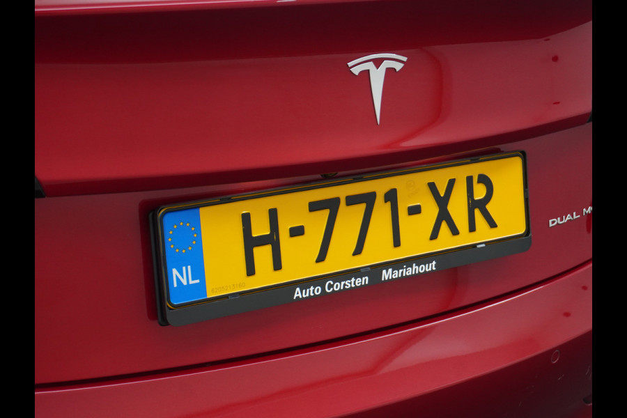 Tesla Model 3 Long Range AWD 75kWh 463PK **Trekhaak**  SOH 89% Lmv FSD-3 Computer Premium Audio AutoPilot Panoramadak Camera's Leer Adaptive-C 4WD Stoel en achterbank verwarming Elektr.Stoelen+Memory+Easy-Entry WiFi 1e Eigenaar Origineel Nederlandse Auto Garantie op Accu/Motor tot 29-06-2028/192.000km