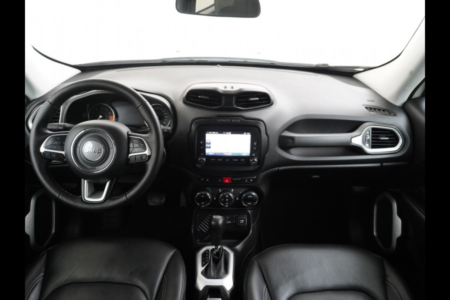 Jeep Renegade 1.4T AUT-6 Leer Navi Ecc 17''Lmv Stoel-Stuurverwarming Keyless Cruise Control Bluetooth Pdc Usb Led Mistlampen Lane-departure Isofix Privacy Glas Dakrails MultiAir Latitude Slechts 1361kg licht! / 75 /3mnd belasting