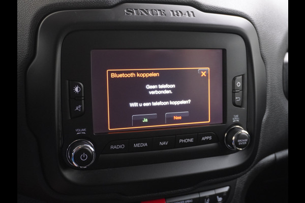 Jeep Renegade 1.4T AUT-6 Leer Navi Ecc 17''Lmv Stoel-Stuurverwarming Keyless Cruise Control Bluetooth Pdc Usb Led Mistlampen Lane-departure Isofix Privacy Glas Dakrails MultiAir Latitude Slechts 1361kg licht! / 75 /3mnd belasting