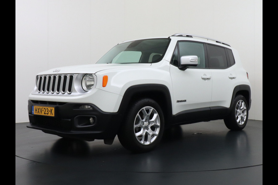 Jeep Renegade 1.4T AUT-6 Leer Navi Ecc 17''Lmv Stoel-Stuurverwarming Keyless Cruise Control Bluetooth Pdc Usb Led Mistlampen Lane-departure Isofix Privacy Glas Dakrails MultiAir Latitude Slechts 1361kg licht! / 75 /3mnd belasting