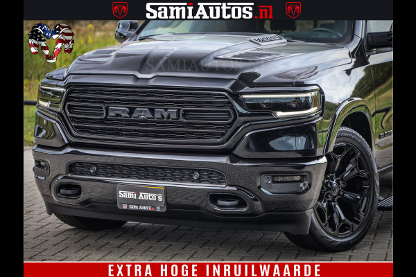 Dodge Ram 1500 DIAMOND LIMITED NIGHT 5.7 V8 | BLACK OPS | MULTITAILGATE | PANO | ADAPTIVE CRUISE | 360CAM | APPLE CARPLAY | PRINS LPG ONDERBOUW | LUCHTVERING | 4X4 | Comfortabele Dubbele Cabine met Royale 5 Zitplaatsen | BEUTY | MEEST COMPLETE UITVOERING | ALLES IN ZWART & WIELEN HOOGGLANS ZWART |