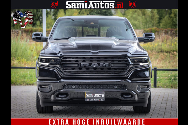 Dodge Ram 1500 DIAMOND LIMITED NIGHT 5.7 V8 | BLACK OPS | MULTITAILGATE | PANO | ADAPTIVE CRUISE | 360CAM | APPLE CARPLAY | PRINS LPG ONDERBOUW | LUCHTVERING | 4X4 | Comfortabele Dubbele Cabine met Royale 5 Zitplaatsen | BEUTY | MEEST COMPLETE UITVOERING | ALLES IN ZWART & WIELEN HOOGGLANS ZWART |