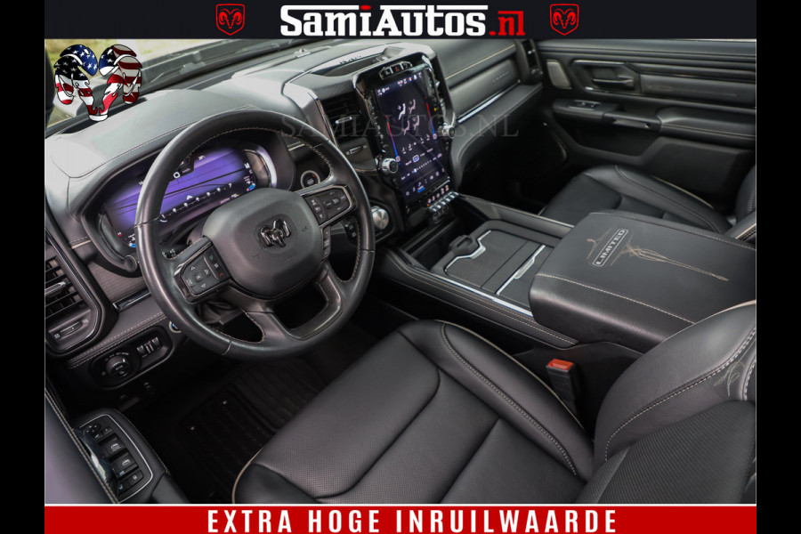 Dodge Ram 1500 DIAMOND LIMITED NIGHT 5.7 V8 | BLACK OPS | MULTITAILGATE | PANO | ADAPTIVE CRUISE | 360CAM | APPLE CARPLAY | PRINS LPG ONDERBOUW | LUCHTVERING | 4X4 | Comfortabele Dubbele Cabine met Royale 5 Zitplaatsen | BEUTY | MEEST COMPLETE UITVOERING | ALLES IN ZWART & WIELEN HOOGGLANS ZWART |