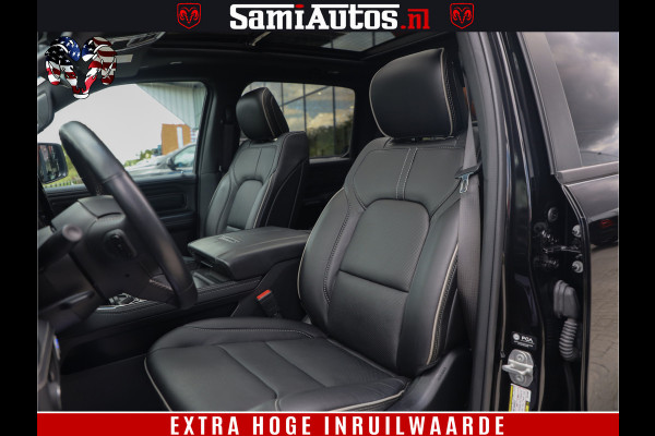 Dodge Ram 1500 DIAMOND LIMITED NIGHT 5.7 V8 | BLACK OPS | MULTITAILGATE | PANO | ADAPTIVE CRUISE | 360CAM | APPLE CARPLAY | PRINS LPG ONDERBOUW | LUCHTVERING | 4X4 | Comfortabele Dubbele Cabine met Royale 5 Zitplaatsen | BEUTY | MEEST COMPLETE UITVOERING | ALLES IN ZWART & WIELEN HOOGGLANS ZWART |