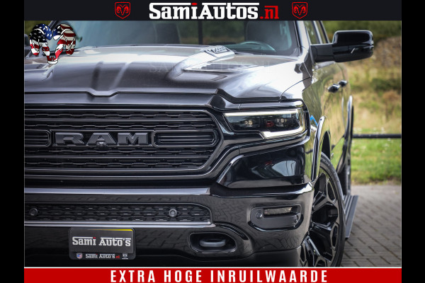 Dodge Ram 1500 DIAMOND LIMITED NIGHT 5.7 V8 | BLACK OPS | MULTITAILGATE | PANO | ADAPTIVE CRUISE | 360CAM | APPLE CARPLAY | PRINS LPG ONDERBOUW | LUCHTVERING | 4X4 | Comfortabele Dubbele Cabine met Royale 5 Zitplaatsen | BEUTY | MEEST COMPLETE UITVOERING | ALLES IN ZWART & WIELEN HOOGGLANS ZWART |