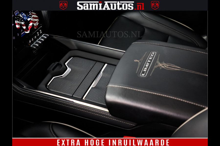 Dodge Ram 1500 DIAMOND LIMITED NIGHT 5.7 V8 | BLACK OPS | MULTITAILGATE | PANO | ADAPTIVE CRUISE | 360CAM | APPLE CARPLAY | PRINS LPG ONDERBOUW | LUCHTVERING | 4X4 | Comfortabele Dubbele Cabine met Royale 5 Zitplaatsen | BEUTY | MEEST COMPLETE UITVOERING | ALLES IN ZWART & WIELEN HOOGGLANS ZWART |
