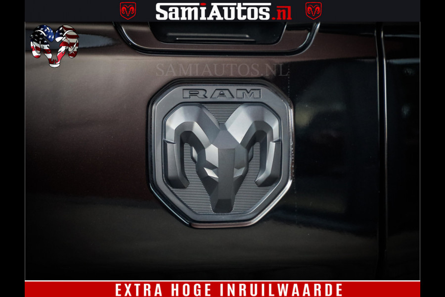 Dodge Ram 1500 DIAMOND LIMITED NIGHT 5.7 V8 | BLACK OPS | MULTITAILGATE | PANO | ADAPTIVE CRUISE | 360CAM | APPLE CARPLAY | PRINS LPG ONDERBOUW | LUCHTVERING | 4X4 | Comfortabele Dubbele Cabine met Royale 5 Zitplaatsen | BEUTY | MEEST COMPLETE UITVOERING | ALLES IN ZWART & WIELEN HOOGGLANS ZWART |