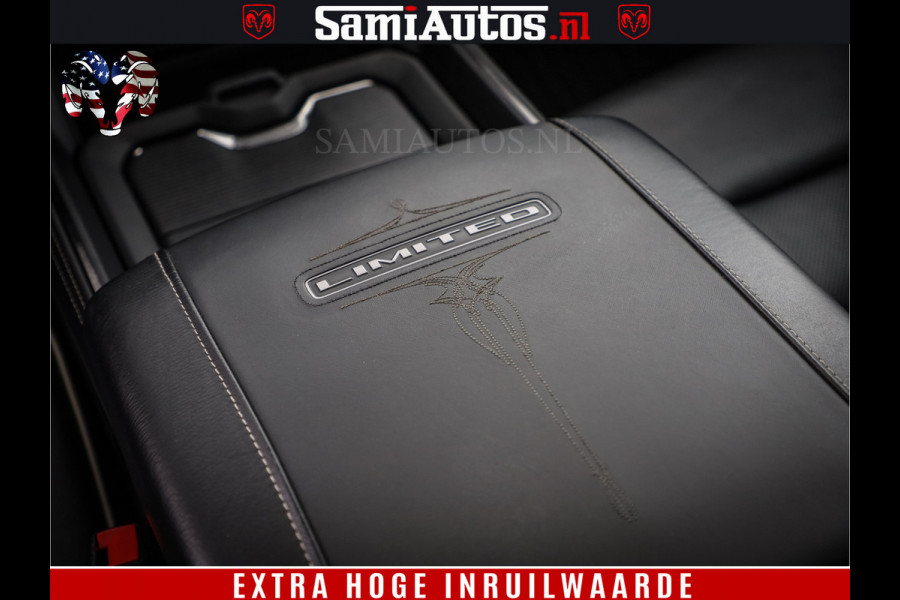 Dodge Ram 1500 DIAMOND LIMITED NIGHT 5.7 V8 | BLACK OPS | MULTITAILGATE | PANO | ADAPTIVE CRUISE | 360CAM | APPLE CARPLAY | PRINS LPG ONDERBOUW | LUCHTVERING | 4X4 | Comfortabele Dubbele Cabine met Royale 5 Zitplaatsen | BEUTY | MEEST COMPLETE UITVOERING | ALLES IN ZWART & WIELEN HOOGGLANS ZWART |