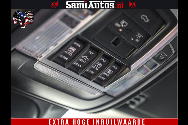 Dodge Ram 1500 DIAMOND LIMITED NIGHT 5.7 V8 | BLACK OPS | MULTITAILGATE | PANO | ADAPTIVE CRUISE | 360CAM | APPLE CARPLAY | PRINS LPG ONDERBOUW | LUCHTVERING | 4X4 | Comfortabele Dubbele Cabine met Royale 5 Zitplaatsen | BEUTY | MEEST COMPLETE UITVOERING | ALLES IN ZWART & WIELEN HOOGGLANS ZWART |