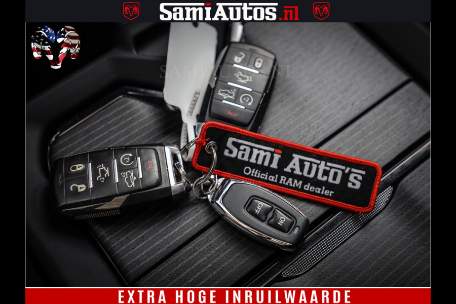 Dodge Ram 1500 DIAMOND LIMITED NIGHT 5.7 V8 | BLACK OPS | MULTITAILGATE | PANO | ADAPTIVE CRUISE | 360CAM | APPLE CARPLAY | PRINS LPG ONDERBOUW | LUCHTVERING | 4X4 | Comfortabele Dubbele Cabine met Royale 5 Zitplaatsen | BEUTY | MEEST COMPLETE UITVOERING | ALLES IN ZWART & WIELEN HOOGGLANS ZWART |