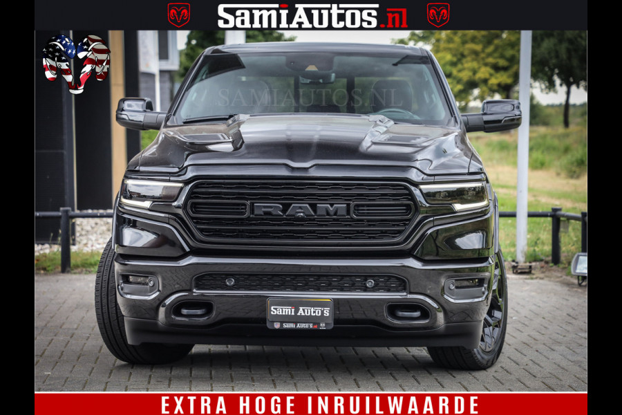 Dodge Ram 1500 DIAMOND LIMITED NIGHT 5.7 V8 | BLACK OPS | MULTITAILGATE | PANO | ADAPTIVE CRUISE | 360CAM | APPLE CARPLAY | PRINS LPG ONDERBOUW | LUCHTVERING | 4X4 | Comfortabele Dubbele Cabine met Royale 5 Zitplaatsen | BEUTY | MEEST COMPLETE UITVOERING | ALLES IN ZWART & WIELEN HOOGGLANS ZWART |