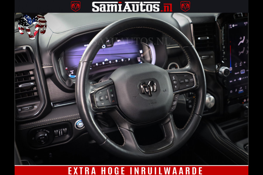 Dodge Ram 1500 DIAMOND LIMITED NIGHT 5.7 V8 | BLACK OPS | MULTITAILGATE | PANO | ADAPTIVE CRUISE | 360CAM | APPLE CARPLAY | PRINS LPG ONDERBOUW | LUCHTVERING | 4X4 | Comfortabele Dubbele Cabine met Royale 5 Zitplaatsen | BEUTY | MEEST COMPLETE UITVOERING | ALLES IN ZWART & WIELEN HOOGGLANS ZWART |