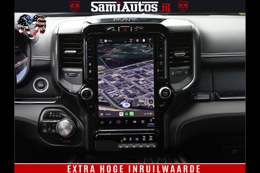 Dodge Ram 1500 DIAMOND LIMITED NIGHT 5.7 V8 | BLACK OPS | MULTITAILGATE | PANO | ADAPTIVE CRUISE | 360CAM | APPLE CARPLAY | PRINS LPG ONDERBOUW | LUCHTVERING | 4X4 | Comfortabele Dubbele Cabine met Royale 5 Zitplaatsen | BEUTY | MEEST COMPLETE UITVOERING | ALLES IN ZWART & WIELEN HOOGGLANS ZWART |