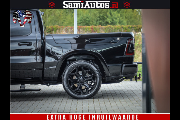 Dodge Ram 1500 DIAMOND LIMITED NIGHT 5.7 V8 | BLACK OPS | MULTITAILGATE | PANO | ADAPTIVE CRUISE | 360CAM | APPLE CARPLAY | PRINS LPG ONDERBOUW | LUCHTVERING | 4X4 | Comfortabele Dubbele Cabine met Royale 5 Zitplaatsen | BEUTY | MEEST COMPLETE UITVOERING | ALLES IN ZWART & WIELEN HOOGGLANS ZWART |