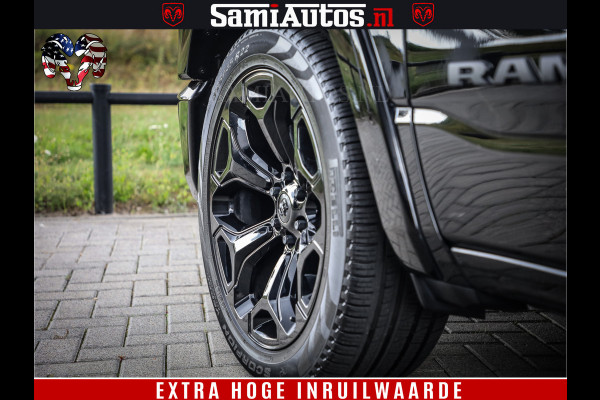 Dodge Ram 1500 DIAMOND LIMITED NIGHT 5.7 V8 | BLACK OPS | MULTITAILGATE | PANO | ADAPTIVE CRUISE | 360CAM | APPLE CARPLAY | PRINS LPG ONDERBOUW | LUCHTVERING | 4X4 | Comfortabele Dubbele Cabine met Royale 5 Zitplaatsen | BEUTY | MEEST COMPLETE UITVOERING | ALLES IN ZWART & WIELEN HOOGGLANS ZWART |