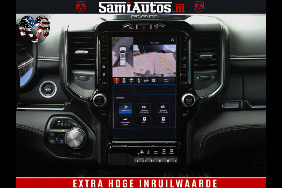 Dodge Ram 1500 DIAMOND LIMITED NIGHT 5.7 V8 | BLACK OPS | MULTITAILGATE | PANO | ADAPTIVE CRUISE | 360CAM | APPLE CARPLAY | PRINS LPG ONDERBOUW | LUCHTVERING | 4X4 | Comfortabele Dubbele Cabine met Royale 5 Zitplaatsen | BEUTY | MEEST COMPLETE UITVOERING | ALLES IN ZWART & WIELEN HOOGGLANS ZWART |