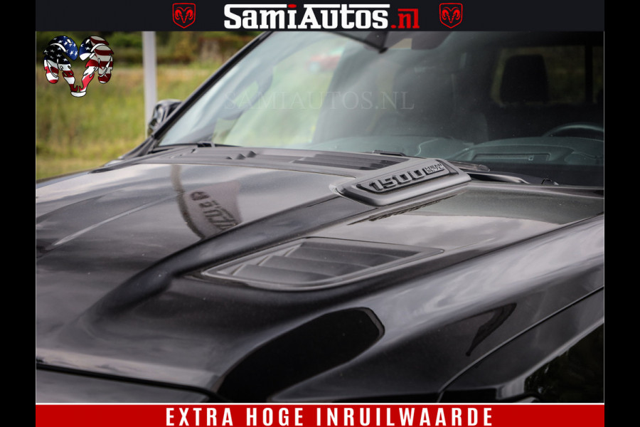 Dodge Ram 1500 DIAMOND LIMITED NIGHT 5.7 V8 | BLACK OPS | MULTITAILGATE | PANO | ADAPTIVE CRUISE | 360CAM | APPLE CARPLAY | PRINS LPG ONDERBOUW | LUCHTVERING | 4X4 | Comfortabele Dubbele Cabine met Royale 5 Zitplaatsen | BEUTY | MEEST COMPLETE UITVOERING | ALLES IN ZWART & WIELEN HOOGGLANS ZWART |