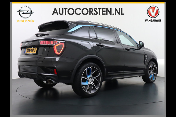 Lynk & Co 01 1.5T PHEV AUT-7 261pk Pano-Schuif-K-dak 20" 360°Camera Apple Carplay Android Auto Adap.-Cruise Navi Pdc Ecc Keyless Led Plug-In  Elek.Memory.Verwarmde.Stoel(en) File assistent Dodehoek detector Elek. Bedienbare Achterklep Rijstrooksensor Wifi Verkeersbord detectie 425Nm koppel 3,6kw laadvermogen Euro 6 Hybride Benzine / Elektrisch rijden 1.800kg trekvermogen