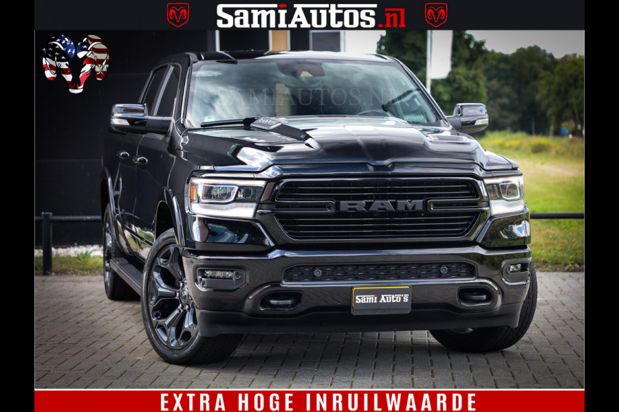 Dodge Ram 1500 LIMITED WHEELS 22 | 5.7 V8 4X4 | SPORT | UITLAAT KLEP | CAMERA | CRUISE | STOEL VERWARMING/VENTILATIE | TREKHAAK 3500Kg | CREWCAB | LED | APPLE CARPLAY | DUBBELE CABINE Comfortabele Dubbele Cabine met Royale 5 Zitplaatsen |
