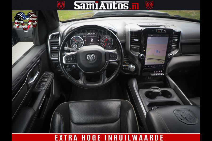 Dodge Ram 1500 LIMITED WHEELS 22 | 5.7 V8 4X4 | SPORT | UITLAAT KLEP | CAMERA | CRUISE | STOEL VERWARMING/VENTILATIE | TREKHAAK 3500Kg | CREWCAB | LED | APPLE CARPLAY | DUBBELE CABINE Comfortabele Dubbele Cabine met Royale 5 Zitplaatsen |