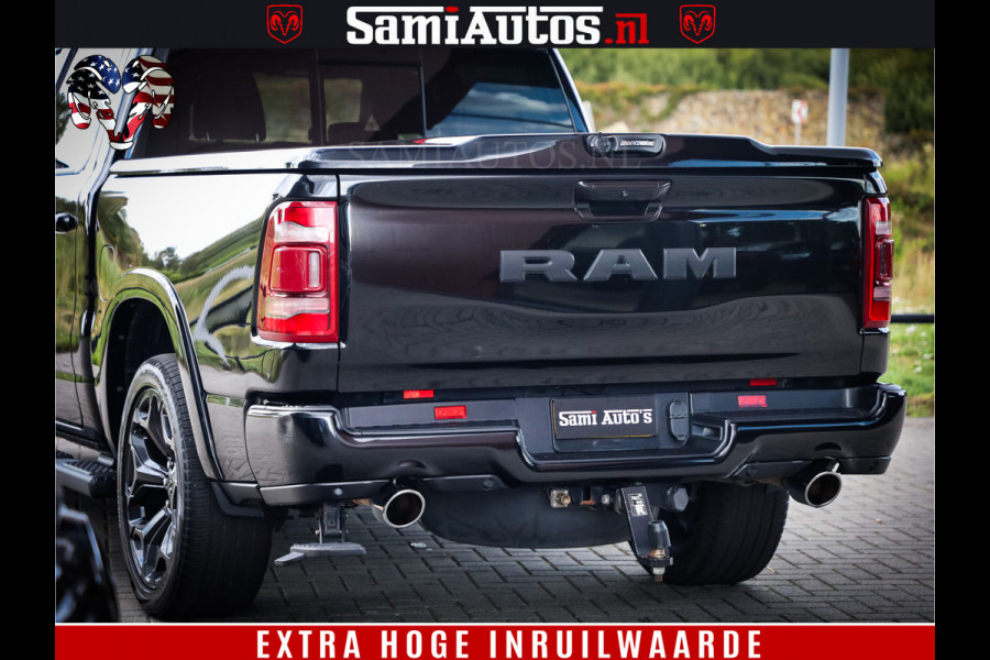 Dodge Ram 1500 LIMITED WHEELS 22 | 5.7 V8 4X4 | SPORT | UITLAAT KLEP | CAMERA | CRUISE | STOEL VERWARMING/VENTILATIE | TREKHAAK 3500Kg | CREWCAB | LED | APPLE CARPLAY | DUBBELE CABINE Comfortabele Dubbele Cabine met Royale 5 Zitplaatsen |