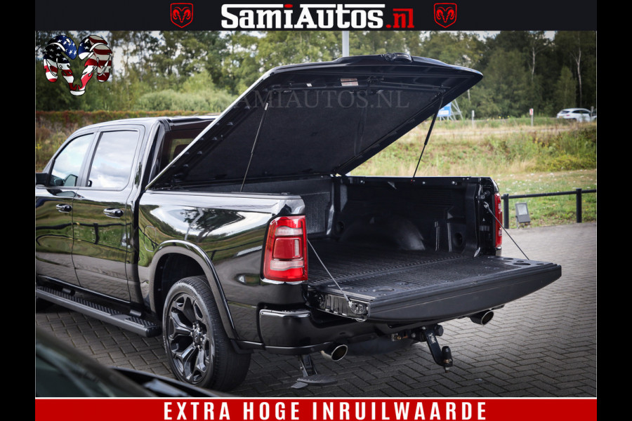Dodge Ram 1500 LIMITED WHEELS 22 | 5.7 V8 4X4 | SPORT | UITLAAT KLEP | CAMERA | CRUISE | STOEL VERWARMING/VENTILATIE | TREKHAAK 3500Kg | CREWCAB | LED | APPLE CARPLAY | DUBBELE CABINE Comfortabele Dubbele Cabine met Royale 5 Zitplaatsen |
