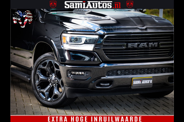 Dodge Ram 1500 LIMITED WHEELS 22 | 5.7 V8 4X4 | SPORT | UITLAAT KLEP | CAMERA | CRUISE | STOEL VERWARMING/VENTILATIE | TREKHAAK 3500Kg | CREWCAB | LED | APPLE CARPLAY | DUBBELE CABINE Comfortabele Dubbele Cabine met Royale 5 Zitplaatsen |