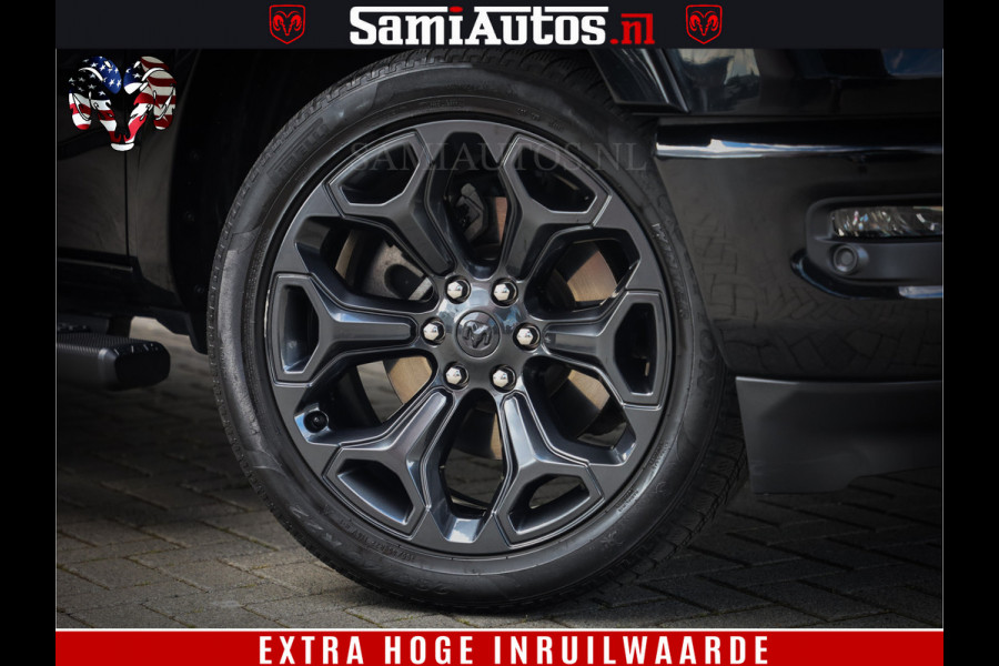 Dodge Ram 1500 LIMITED WHEELS 22 | 5.7 V8 4X4 | SPORT | UITLAAT KLEP | CAMERA | CRUISE | STOEL VERWARMING/VENTILATIE | TREKHAAK 3500Kg | CREWCAB | LED | APPLE CARPLAY | DUBBELE CABINE Comfortabele Dubbele Cabine met Royale 5 Zitplaatsen |