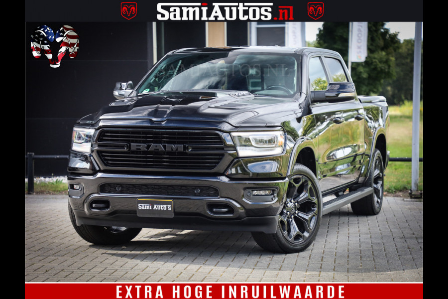 Dodge Ram 1500 LIMITED WHEELS 22 | 5.7 V8 4X4 | SPORT | UITLAAT KLEP | CAMERA | CRUISE | STOEL VERWARMING/VENTILATIE | TREKHAAK 3500Kg | CREWCAB | LED | APPLE CARPLAY | DUBBELE CABINE Comfortabele Dubbele Cabine met Royale 5 Zitplaatsen |