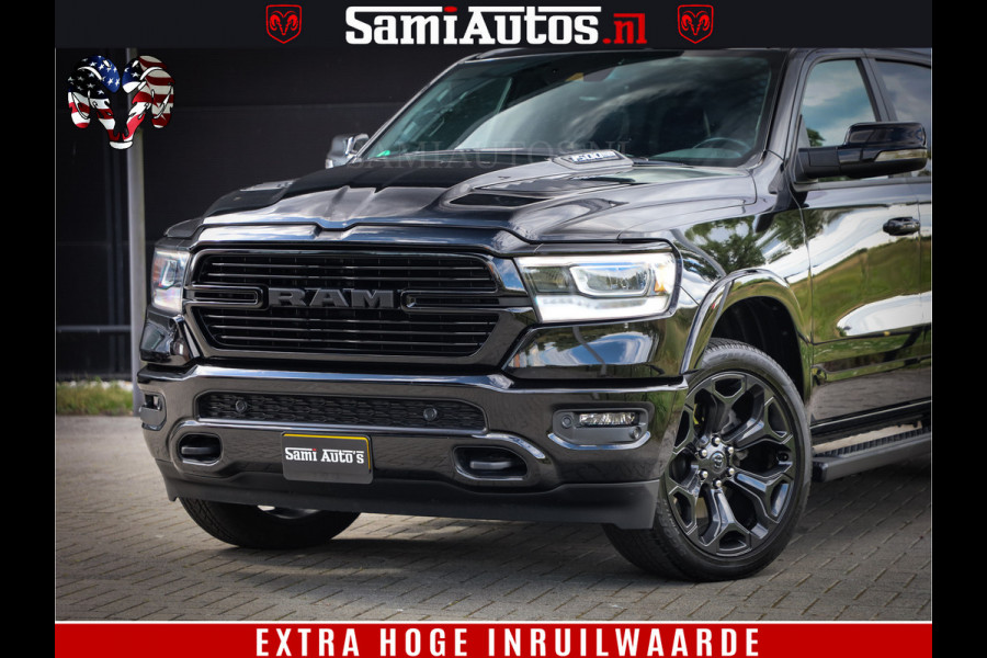 Dodge Ram 1500 LIMITED WHEELS 22 | 5.7 V8 4X4 | SPORT | UITLAAT KLEP | CAMERA | CRUISE | STOEL VERWARMING/VENTILATIE | TREKHAAK 3500Kg | CREWCAB | LED | APPLE CARPLAY | DUBBELE CABINE Comfortabele Dubbele Cabine met Royale 5 Zitplaatsen |