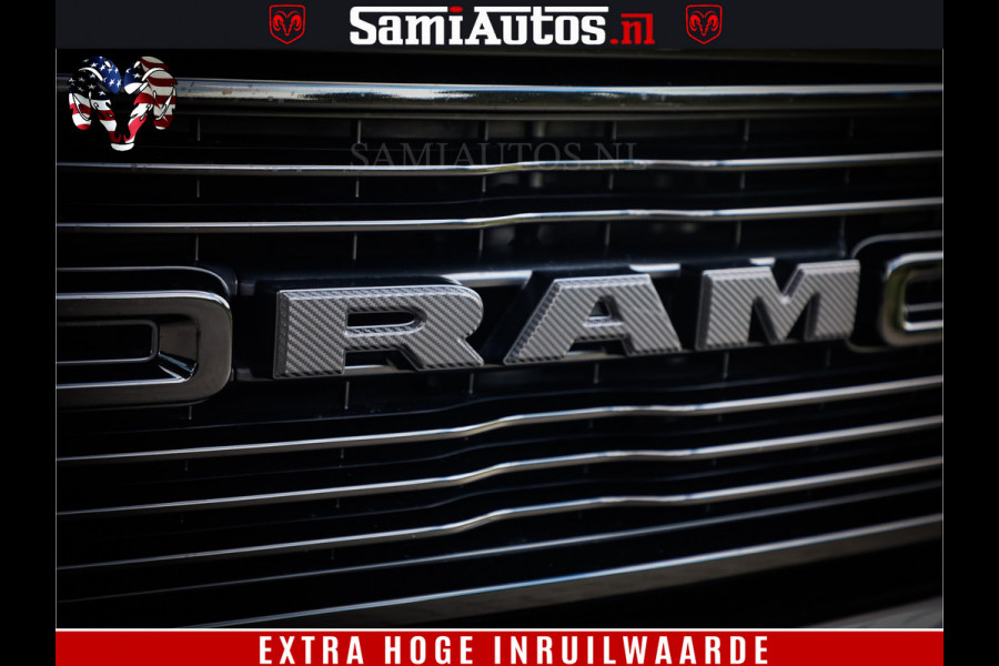Dodge Ram 1500 LIMITED WHEELS 22 | 5.7 V8 4X4 | SPORT | UITLAAT KLEP | CAMERA | CRUISE | STOEL VERWARMING/VENTILATIE | TREKHAAK 3500Kg | CREWCAB | LED | APPLE CARPLAY | DUBBELE CABINE Comfortabele Dubbele Cabine met Royale 5 Zitplaatsen |