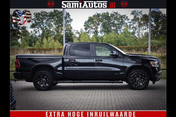 Dodge Ram 1500 LIMITED WHEELS 22 | 5.7 V8 4X4 | SPORT | UITLAAT KLEP | CAMERA | CRUISE | STOEL VERWARMING/VENTILATIE | TREKHAAK 3500Kg | CREWCAB | LED | APPLE CARPLAY | DUBBELE CABINE Comfortabele Dubbele Cabine met Royale 5 Zitplaatsen |