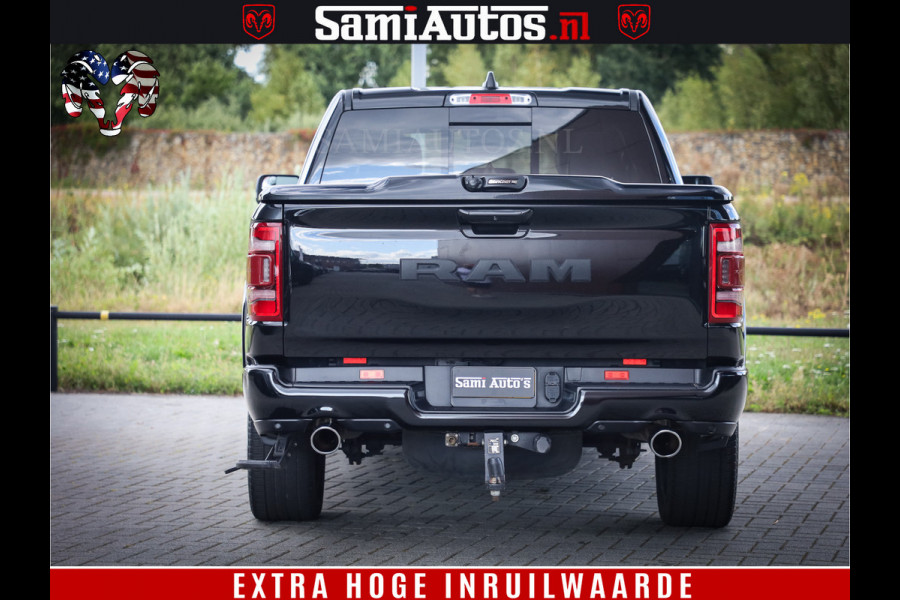 Dodge Ram 1500 LIMITED WHEELS 22 | 5.7 V8 4X4 | SPORT | UITLAAT KLEP | CAMERA | CRUISE | STOEL VERWARMING/VENTILATIE | TREKHAAK 3500Kg | CREWCAB | LED | APPLE CARPLAY | DUBBELE CABINE Comfortabele Dubbele Cabine met Royale 5 Zitplaatsen |