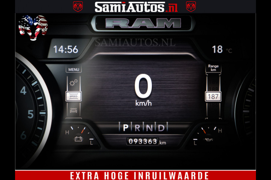 Dodge Ram 1500 LIMITED WHEELS 22 | 5.7 V8 4X4 | SPORT | UITLAAT KLEP | CAMERA | CRUISE | STOEL VERWARMING/VENTILATIE | TREKHAAK 3500Kg | CREWCAB | LED | APPLE CARPLAY | DUBBELE CABINE Comfortabele Dubbele Cabine met Royale 5 Zitplaatsen |