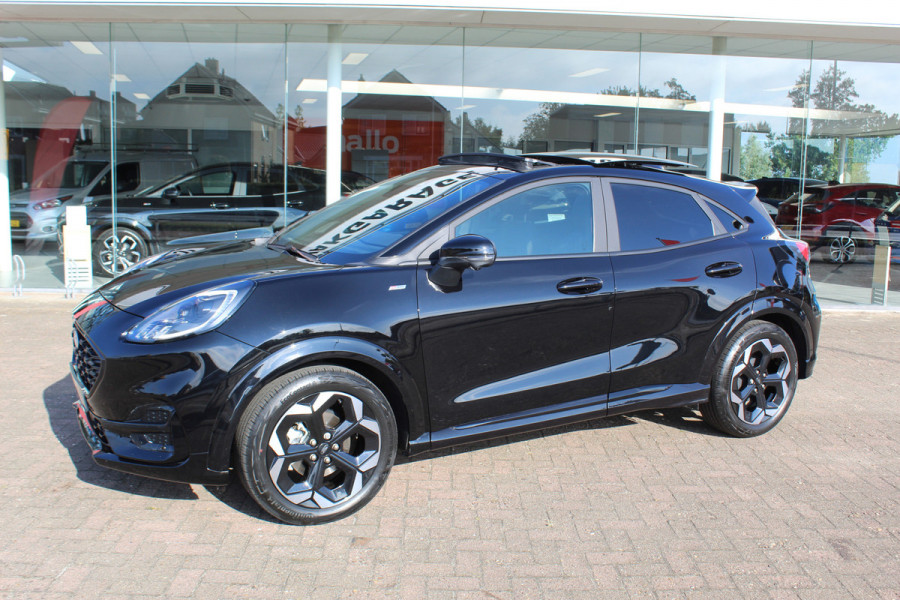 Ford Puma 1.0 EcoBoost Hybrid ST-Line X , Unieke Auto veel comfort Panoramadak , Camera rondom, Trekhaak , Navigatie Winter pack , Climate control , B en O audio surround