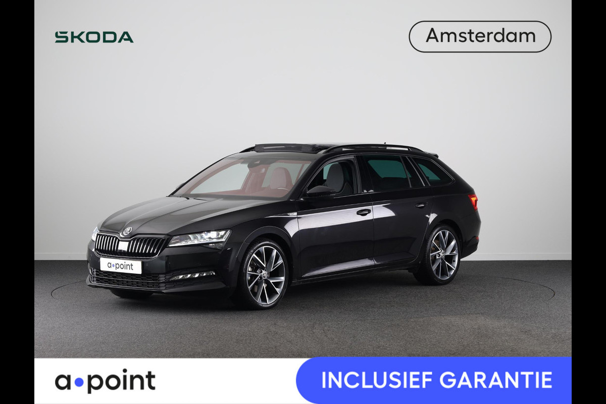 Škoda Superb Combi 1.5 TSI ACT Sportline Business 150 pk Automaat (DSG) | Private lease vanaf 694,-- | Verlengde garantie | Navigatie | Panoramadak | Parkeersensoren | Adaptieve cruise control | Elektr. voorstoelen met memory | Stoelverwarming v/a |