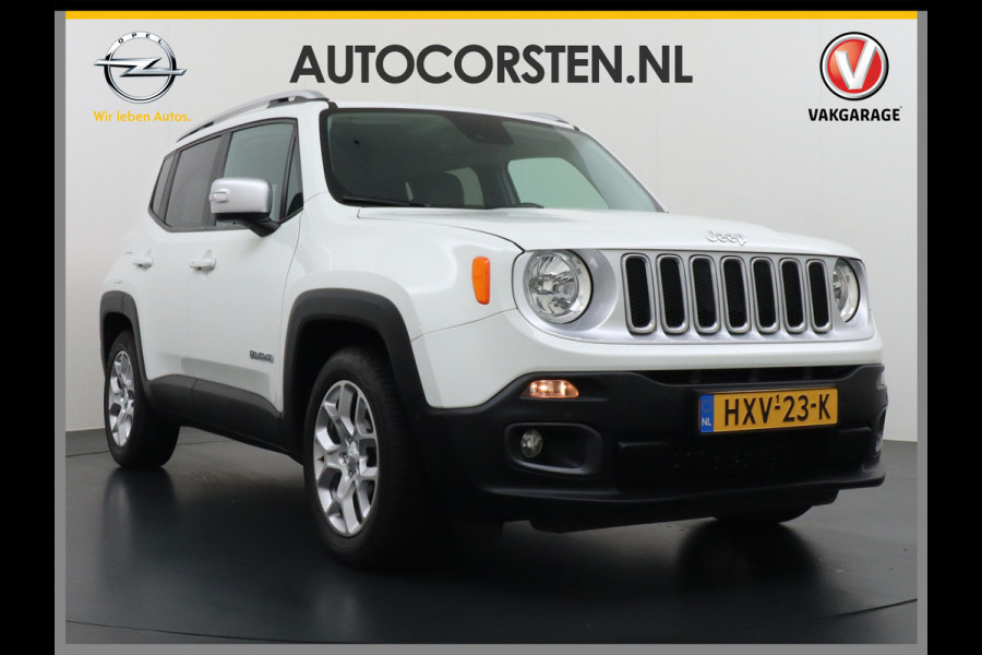 Jeep Renegade 1.4T AUT-6 Leer Navi Ecc 17''Lmv Stoel-Stuurverwarming Keyless Cruise Control Bluetooth Pdc Usb Led Mistlampen Lane-departure Isofix Privacy Glas Dakrails MultiAir Latitude Slechts 1361kg licht! / 75 /3mnd belasting