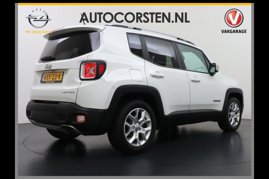 Jeep Renegade 1.4T AUT-6 Leer Navi Ecc 17''Lmv Stoel-Stuurverwarming Keyless Cruise Control Bluetooth Pdc Usb Led Mistlampen Lane-departure Isofix Privacy Glas Dakrails MultiAir Latitude Slechts 1361kg licht! / 75 /3mnd belasting