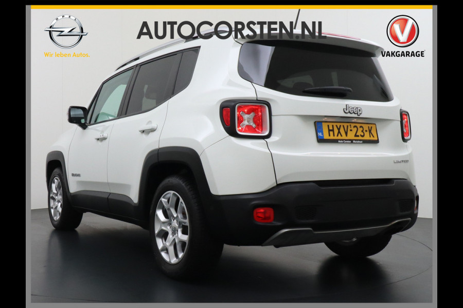 Jeep Renegade 1.4T AUT-6 Leer Navi Ecc 17''Lmv Stoel-Stuurverwarming Keyless Cruise Control Bluetooth Pdc Usb Led Mistlampen Lane-departure Isofix Privacy Glas Dakrails MultiAir Latitude Slechts 1361kg licht! / 75 /3mnd belasting